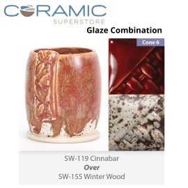 Cinnabar SW-119 over Winter Wood SW-155 Stoneware Combination Cinnabar SW-119 over Winter Wood SW-155 Stoneware Combination